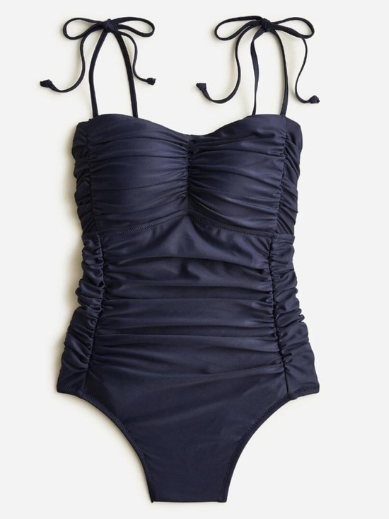 J. Crew Other - J. Crew Navy Ruched Tie-Shoulder One-Piece Swimsuit
